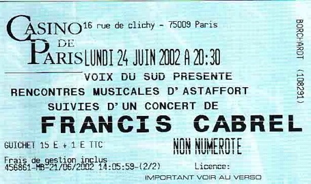 Francis Cabrel 24-06-2002 Francis Cabrel 24-06-2002