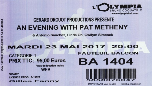 Pat Metheny – 23-05-17 Pat Metheny Olympia 2017